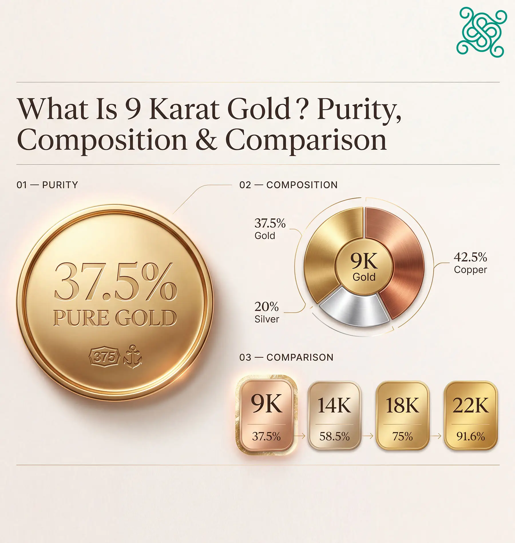 What Is 9 Karat Gold? Purity, Composition, & Comparison 