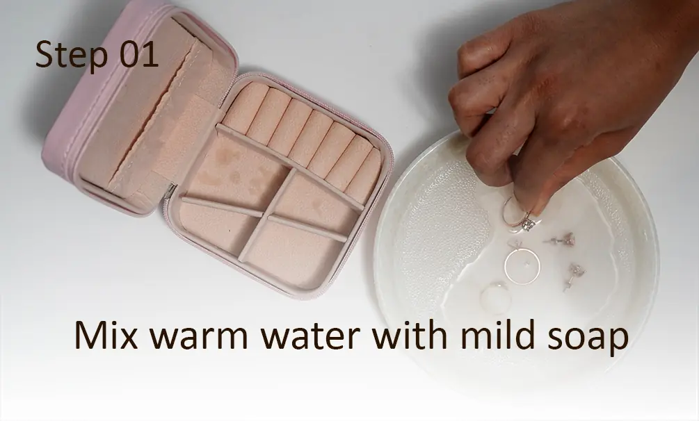 Step 1: Mix warm water with mild soap